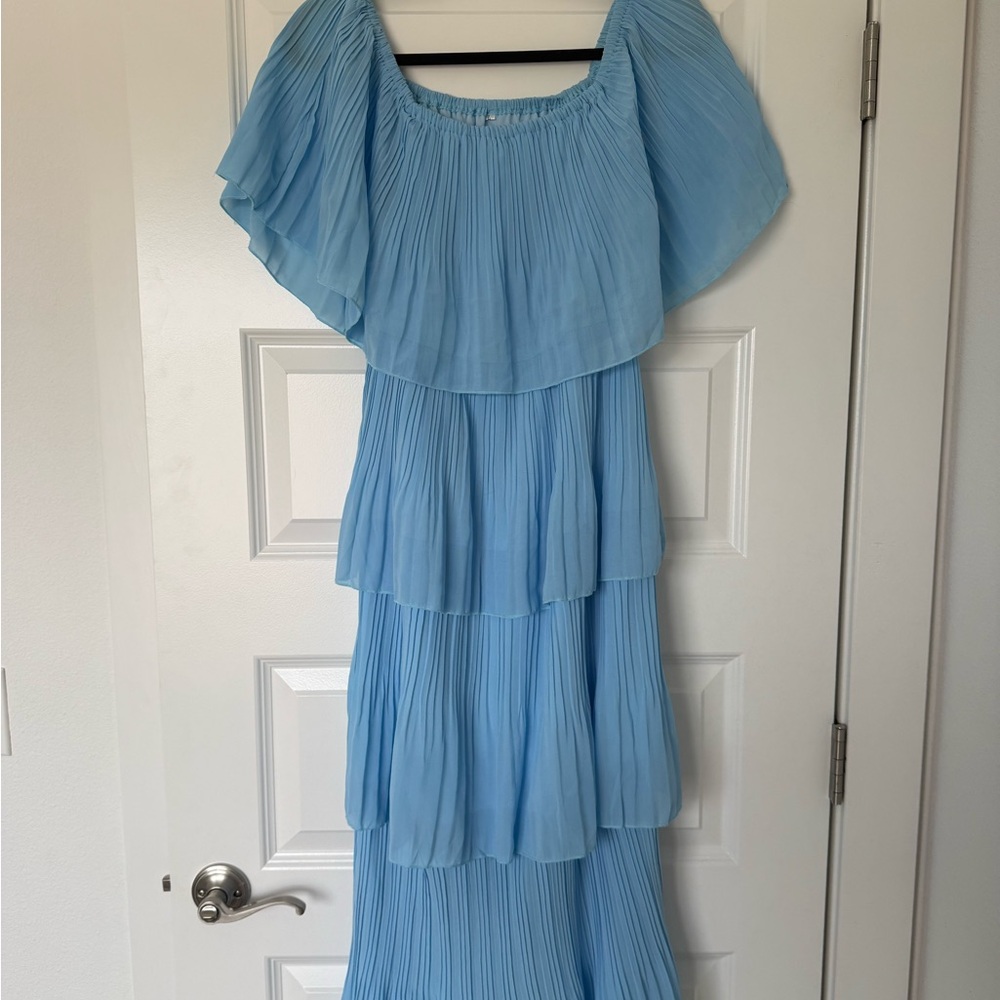 Elegant Blue Tiered Dress